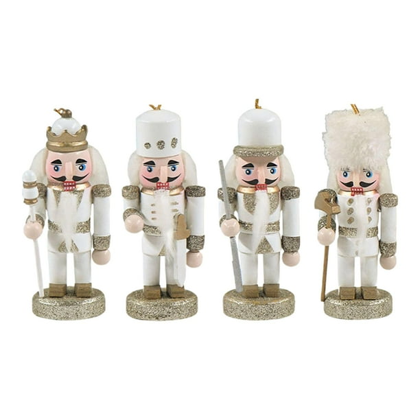 4 soldados de cascanueces de madera para Navidad, figuras de adorno colgantes de cascanueces, mini figuras de cascanueces para de Navidad