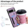 thumbnail image 6 of Phone Case for Google Pixel 8 Pro 5G Wallet Cover with Screen Protector Wrist Strap Lanyard RFID Credit Card Holder Ring Stand Cell Accessories Pixel8Pro Pixel8 XL Eight 8Pro Women Men Purple, 6 of 13