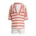 thumbnail image 6 of QGJZVUNL Two Piece Lounge Set for Women Boho Summer Outfits Loose V Neck Top and Shorts Vacation Clothes Size 3XL, 6 of 8