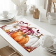 thumbnail image 5 of Fall White Orange Pumpkin Placemats Set of 8 Brown Eucalyptus Leaves Thanksgiving Flower Heat Insulated Linen Place Mats, Washable Stain-Proof Table Mats for Dining Tables Holiday Decor 13x19inch, 5 of 9