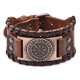 thumbnail image 1 of Brown Viking Bracelet Adjustable Cuff Bangle Wristband with Vegvisir Compass Norse Amulet Celtic Pagan Jewelry, 1 of 5
