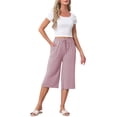 thumbnail image 2 of INSPIRE CHIC Women's High Waisted Pajama Shorts Viscose Comfy Soft Knee Length Long Shorts with Pockets M Pink, 2 of 6