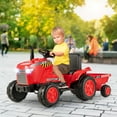 thumbnail image 2 of Gymax 2-in-1 Electric Toy Car 12V Kids Ride On Tractor w/ Trailer Remote Control Lights Red, 2 of 10