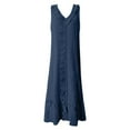 thumbnail image 4 of Vestido largo con cuello en V para mujer - Botones en la parte delantera, volantes - Sin mangas, corte A - Playa/fiesta - Tallas S-XXL, 4 of 4