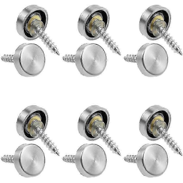 12 Pcs 16mm Mirror Screws Stainless Steel Mirror Nails Mirror Screws With Decorative Caps For Tables Bath Plates Wardrobes Glass Signs - Silver