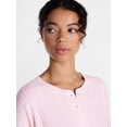 thumbnail image 4 of Joyspun Women's Cozy Lounge Collection Hacci Long Sleeve Henley Sleep Top, Sizes XS to 3X, 4 of 5