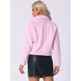thumbnail image 3 of DARING DIVA Women's Cropped Jacket Notch Lapel Faux Fur Fluffy Coat S Light Pink, 3 of 6