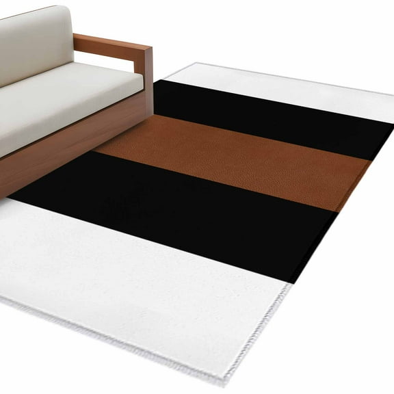 Brown Black White Area Rug 3x5 FT, Non Slip Entryway Bedside Carpet, Contemporary Boho Modern Art Washable Soft Floor Carpet Indoor Mat Non-Shedding Throw Rug for Dorm Kitchen Home Office