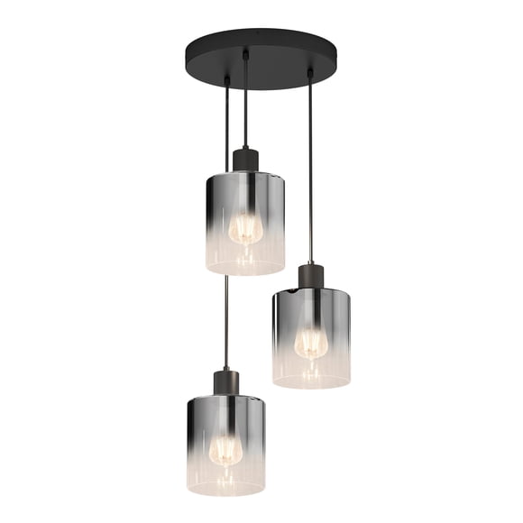 Artika Haze Modern 3-Light Pendant Light Smoke Gradient Black Glass