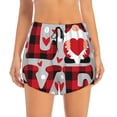 thumbnail image 4 of Lsque Buffalo Plaid Love And Gnome Printed Women's Running Shorts with Liner Pockets,Elastic Quick Dry Workout Athletic Gym Yoga Shorts,Womens High Waist Shorts-Small, 4 of 9