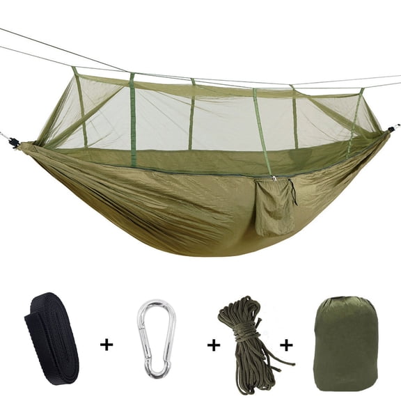 AYAMAYA Camping Hammock with Net, Portable Lightweight Hammocks with Tree Straps Carabiners 2 Person Nylon Hammock for Hiking Backpacking Garden
