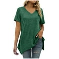 thumbnail image 3 of Mittory Women's V Neck T Shirts Casual Side Split Short Sleeve Casual Loose Tunic Tees, 3 of 7