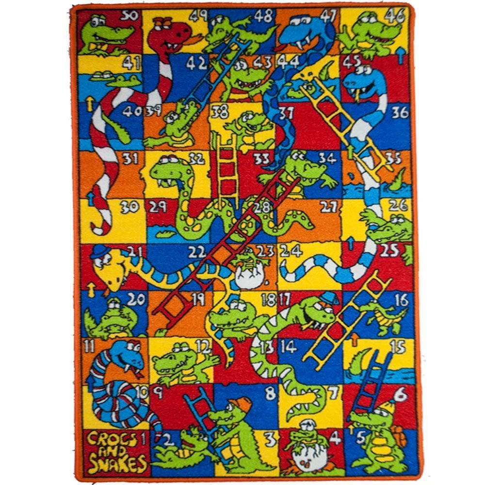 Snakes & Ladders Kids Area Rug 5' x 7' Children Corcks Carpet Playroom