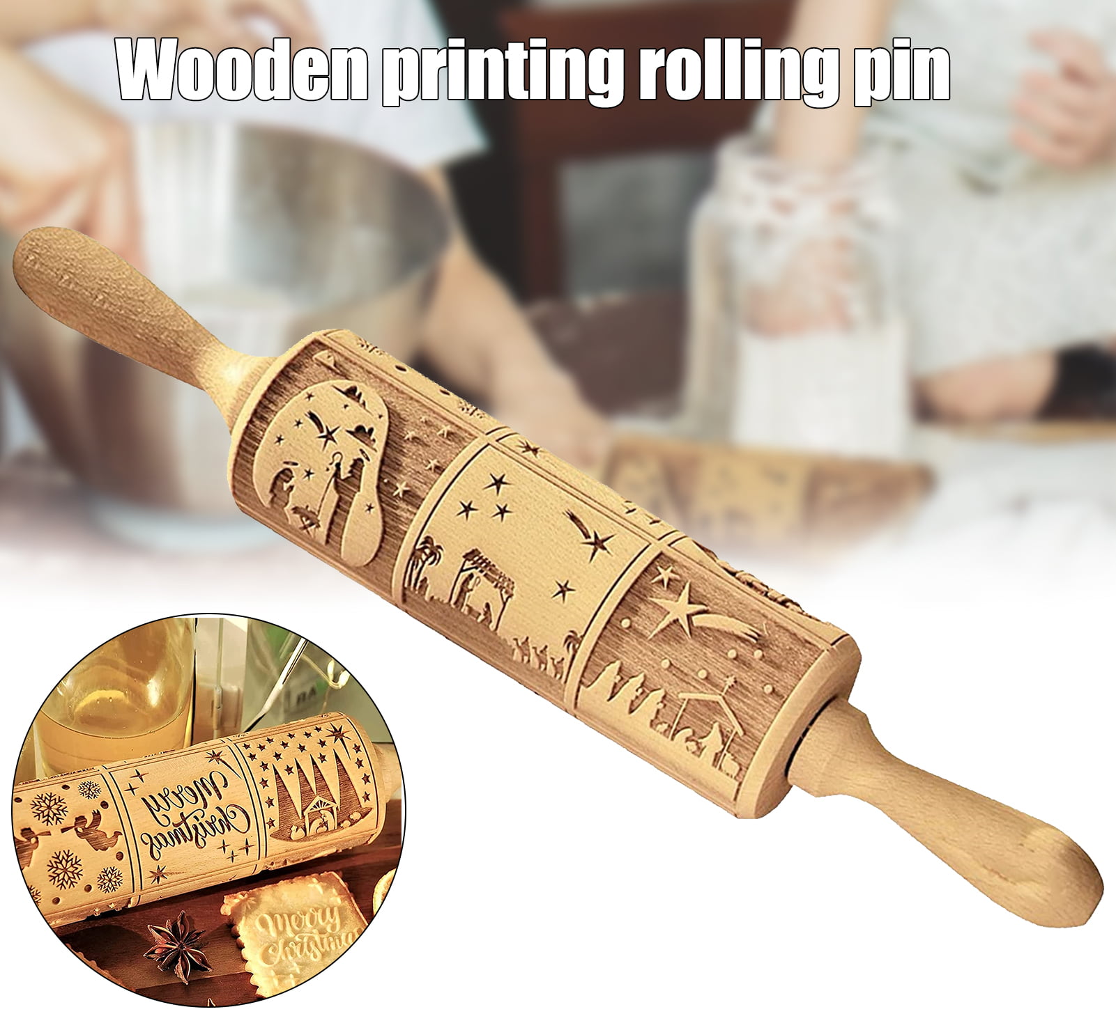 Embossed Design For Home For Dough Roller Easy To Clean Rolling Pin And Non