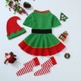 thumbnail image 4 of Tiweut Cute Family Matching Outfits Christmas Elf Outfit Set Girls Funny Santa Dress Xmas Festive Holiday Outfit,Green,Girls:12-18 M, 4 of 7