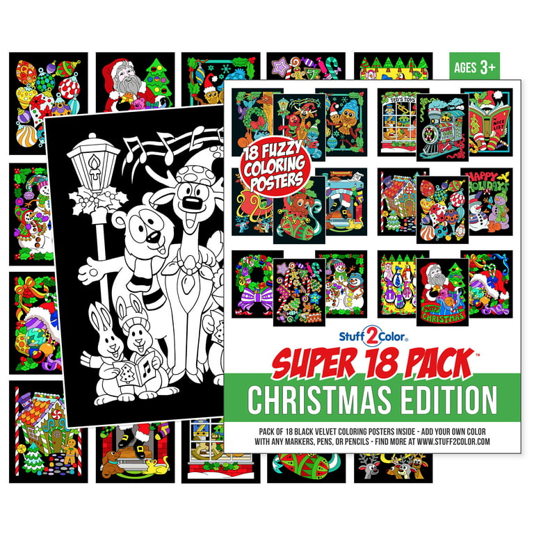 Super Pack of 18 Fuzzy Velvet Coloring Posters (Original Edition) - Great  for Family Time Coloring, Arts, Crafts, Travel, School, Care Facilities  [All