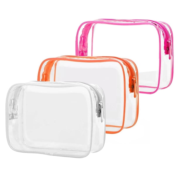 Bolsa de artículos de tocador transparente, paquete de 3 bolsas de artículos de tocador, bolsa de maquillaje de viaje para mujeres y hombres, bolsa de mano que cumple con las normas de las