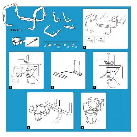 Carex Steel Toilet Support Rail with Adjustable Legs and Handles for Seniors, 300 lb Capacity