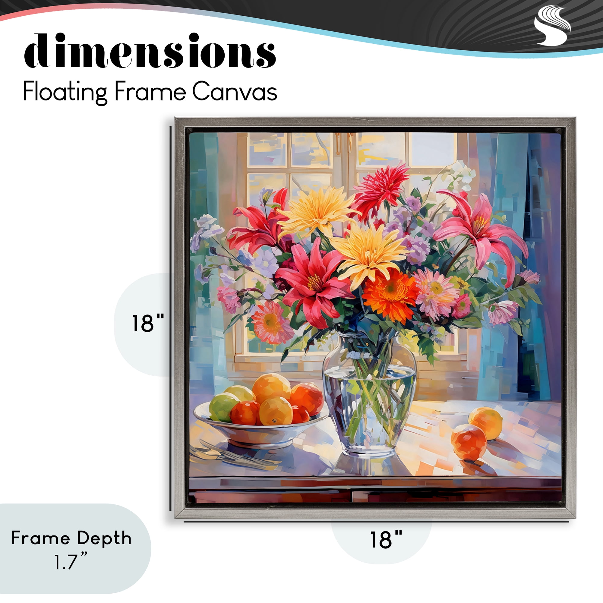 Stupell Industries Summer Flowers & Fruit Gray Framed Floater Canvas Wall Art, design by Creative Studio