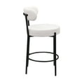 thumbnail image 4 of DeeHome Woker Furniture Modern Counter Height Stools Set of 2, Uphsoltered 26" Seat Height Barstools with Black Metal Legs Round Low Back Kitchen Stools with Footrest for Dining Room, White, 4 of 7