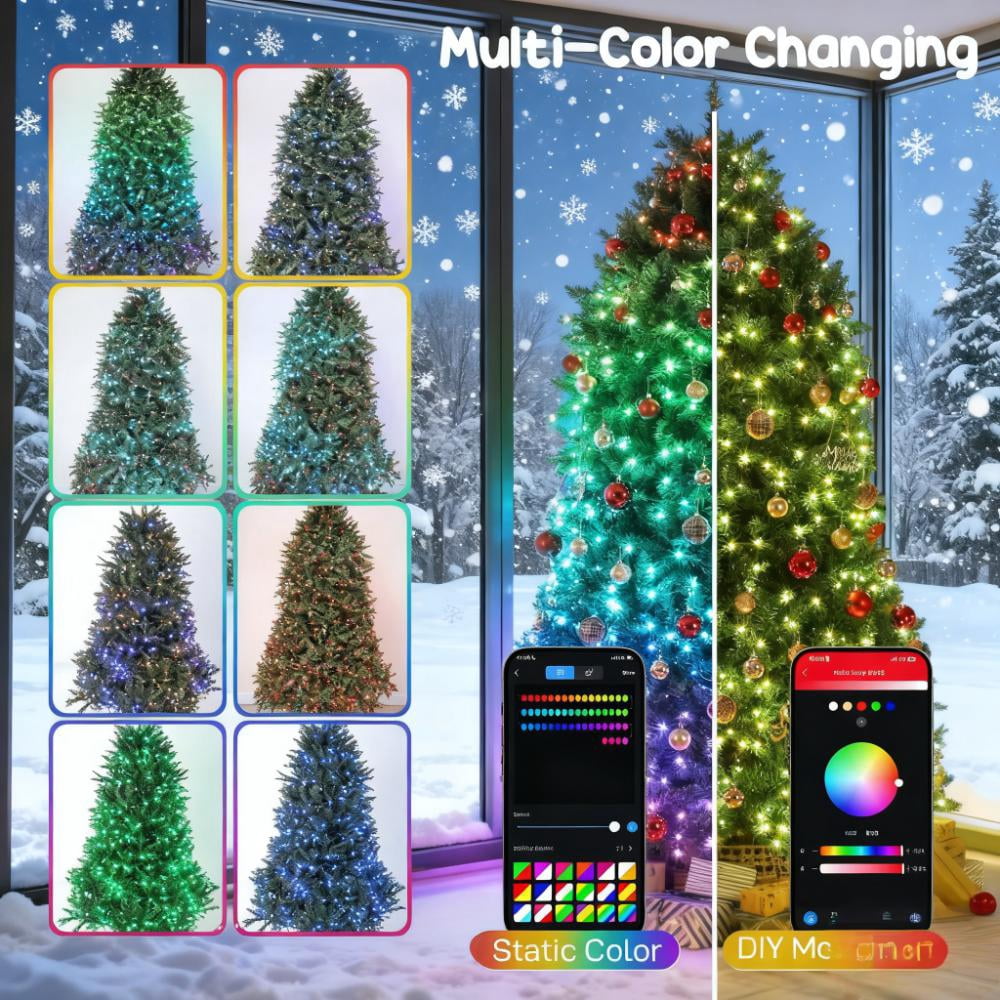 7.5ft Smart Bell-Shaped Christmas Tree 2247 Tips 698 Full-Spectrum RGB LED Lights App Remote Control Indoor Decor