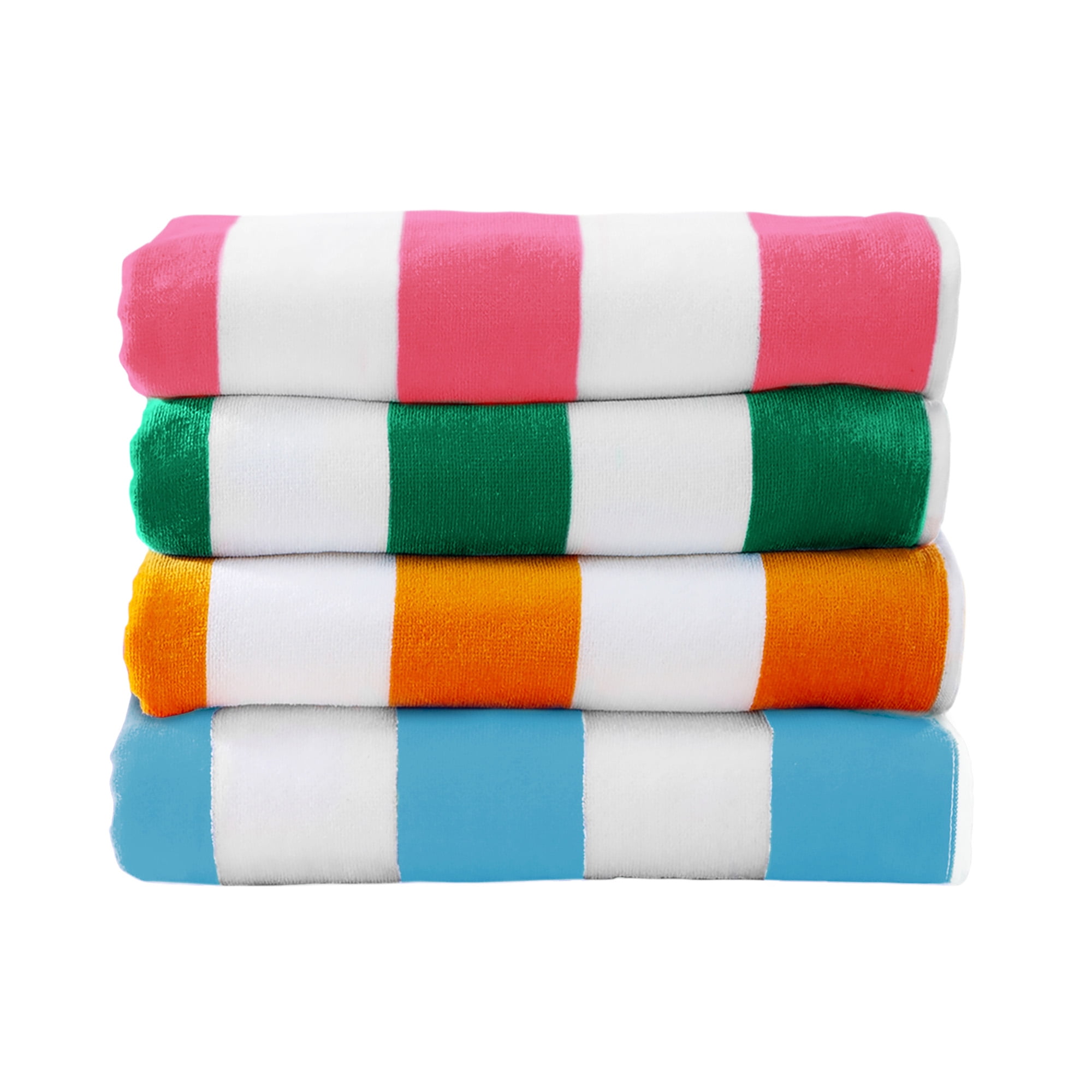100% Cotton Velour Cabana Beach & Pool Towels - 4 Pack, 30" x 60"