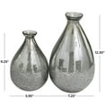 thumbnail image 3 of DecMode 12", 9"H Textured Teardrop Gray Glass Vase, Set of 2, 3 of 7