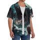 thumbnail image 2 of Balery Wave Ocean Animal Shark Camisa Casual de Manga Corta con Botones para Hombre, Texturizada, Estilo Cubano, para Playa, Verano-Small, 2 of 5