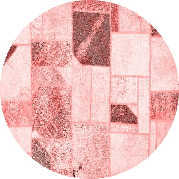 Ahgly Company Indoor Round Patchwork Red Transitional Area Rugs, 4' Round