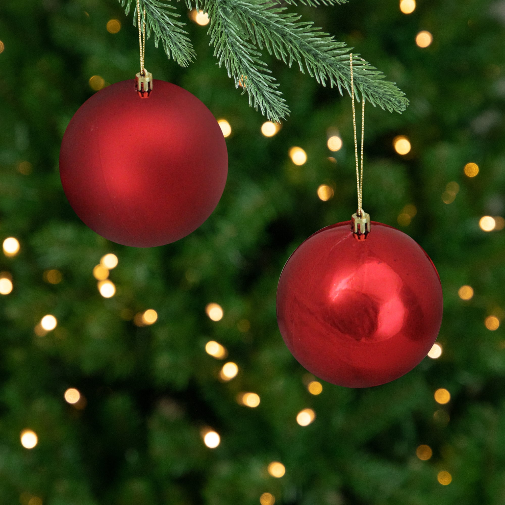 Northlight 12ct Shatterproof 4-Finish Christmas Ball Ornament Set 4" - Red