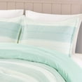 thumbnail image 2 of Twin Comforter Set 2 Piece Stripes Cotton Blend Soft Lightweight Down Alternative Beige Aqua Light Mint Green Sleek Modern Bedding Set with Pillow Shams-Hydi (Twin), 2 of 3