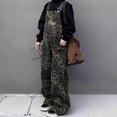 thumbnail image 6 of Women's Jumpsuits Ladies Retro Street Style Leopard Print Pocket Leisure Loose Fit Wide Leg Overalls Womens Romper Coffee L, 6 of 7