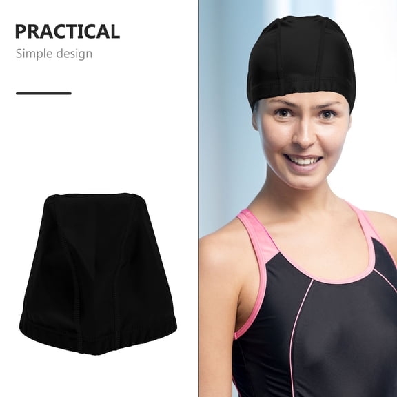 FUTUREORYY Large Black Swim Cap, Elastic Fit, Silicone, 1 Piece, 10.2x6.3in for Swimming and Water Sports