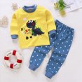 thumbnail image 2 of TOWED22 Toddler Newborn Boys Outfits 2Pcs Long Sleeve Printed Cotton Top Elastic Waist Pants Casual Warm Winter Clothes(Yellow,6-12 M), 2 of 4