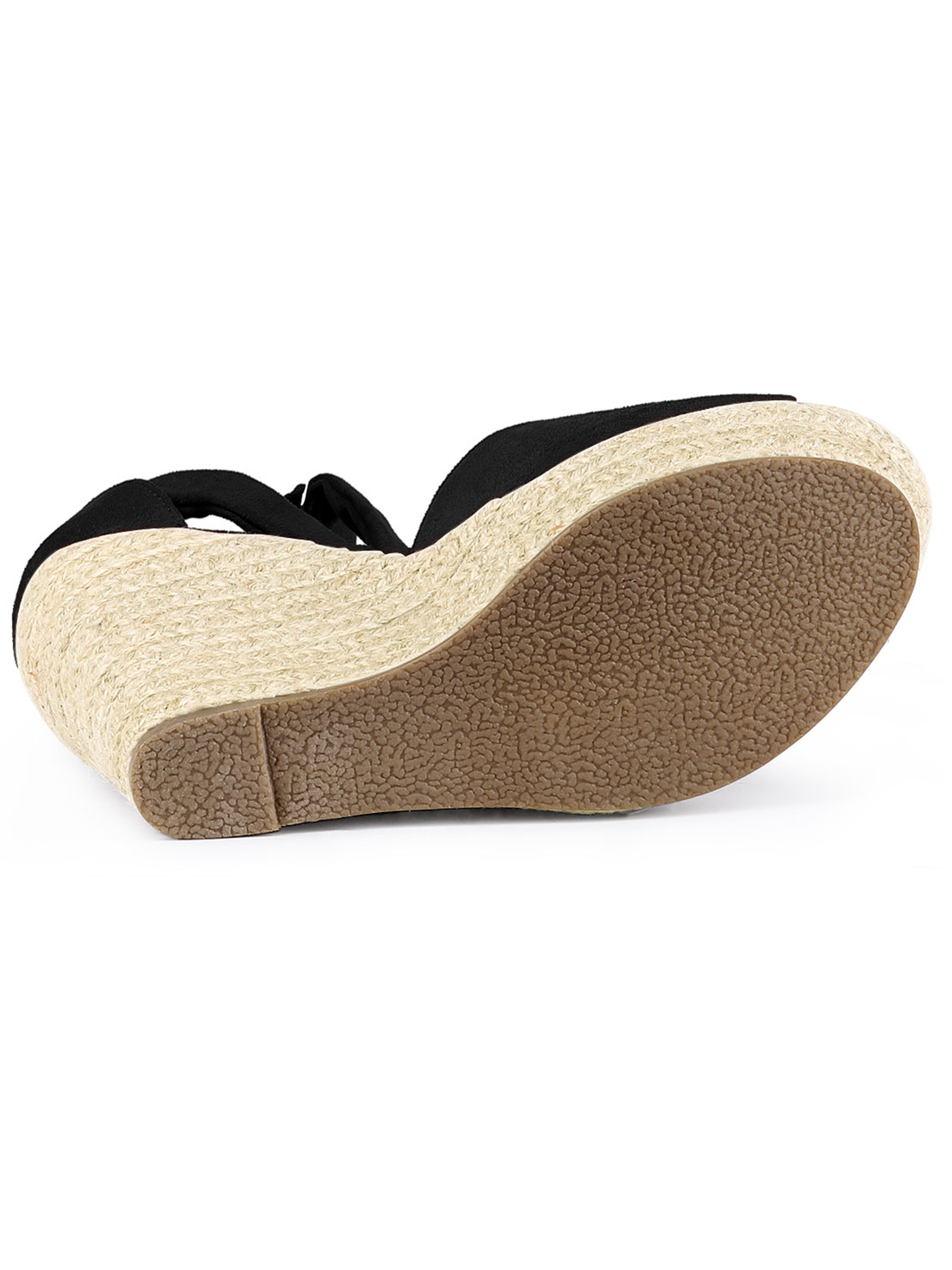 Unique Bargains Women's Espadrilles Tie Up Ankle Strap Sandals Black (Size 7.5)