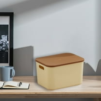 Storage Bins with Lids, Hwkond Storage Cabinet Storage Box Desktop Storage Box Wardrobe Household Storage Box With Lid Finishing Storage Box,Beige