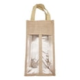 thumbnail image 3 of Bolsa transportadora de vino, yute, yute, arpillera, reutilizable con ventana, 3 of 8