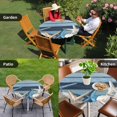 thumbnail image 4 of Coastal Starfish Round Tablecloth for 36-44 Inch Tables,Fitted Table Cover with Elastic Edge,Blue Wooden Grain Seashells Country Waterproof Outdoor Table Cloth Protector for Patio Garden Dinner, 4 of 9