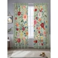 thumbnail image 2 of Sage Green Floral Sheer Curtains 96 Inch Length 2 Panels Set, Spring Flowers Leaves Farmhouse Voile Window Treatment Semi Sheer Long Curtains Drapes for Bedroom/Living Room/Kitchen 52"x96"x2, 2 of 7