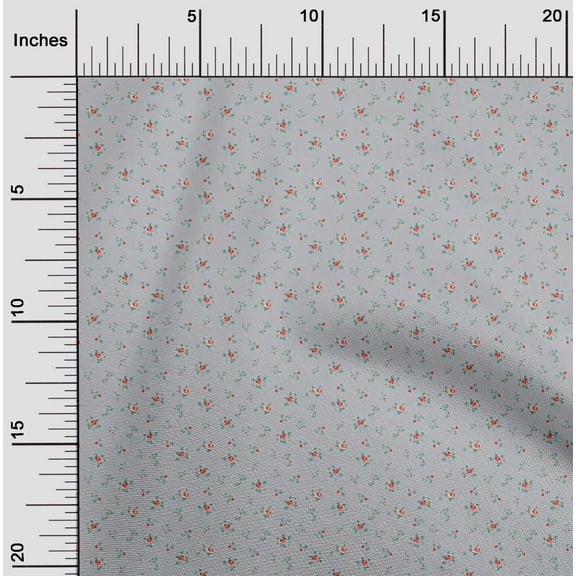oneOone Organic Cotton Poplin Twill Fabric Leaves & Rose Flower Decor Fabric Printed BTY 42 Inch Wide