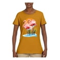 thumbnail image 2 of Wild Bobby, Flamingo Love Print, Animal Lover, Women Graphic Tee, Gold, XX-Large, 2 of 4