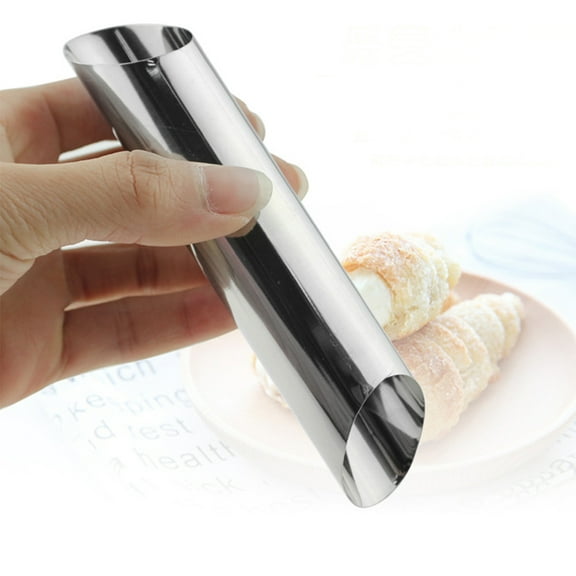 TABLETREANDS 12Pcs Bagel Molds for Baking Silver Cylindrical Shaped Croissant Tube Stainless Steel