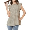 thumbnail image 3 of Nlife Women Ruffled Short Sleeve Button Closure Polka Dots Shirt, 3 of 7