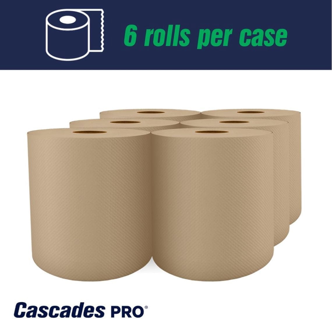 Cascades PRO Select Roll Paper Towels, 1-Ply, 7.9" X 800 Ft, Natural, 6/carton