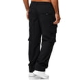 thumbnail image 5 of Relaxed Fit Cargo Pants Mens Casual High Waisted Drawstring Pants with Pockets Work Trousers Straight Leg Jeans Black 4XL, 5 of 5