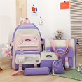 thumbnail image 2 of Juego De Mochila Kawaii De 5 Uds, Mochila De Estilo Preppy, Bolso De Mano, Bandolera, Estuche Para Lápices Y Monedero Con Cordón, 2 of 4
