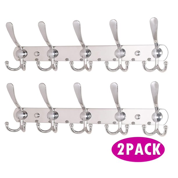 Coat Hook Wall Mount, 2 Pack 15 Hooks Stainless Steel Coat Hangers Rack