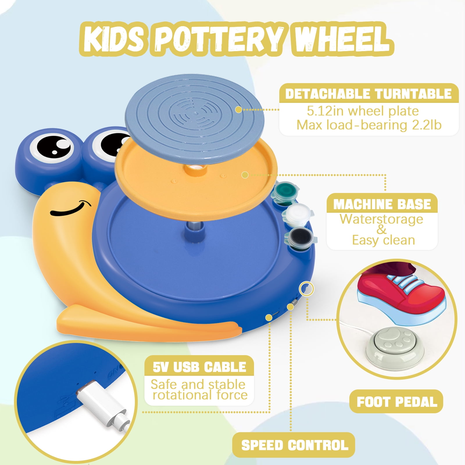 Pottery Wheel for Kids, Complete Pottery Kit for beginners Girls Boy Toy, Arts and Crafts for Kids ages 8-12, Clay Kit with Sculpting Tools, Ideal Birthday Halloween Toys