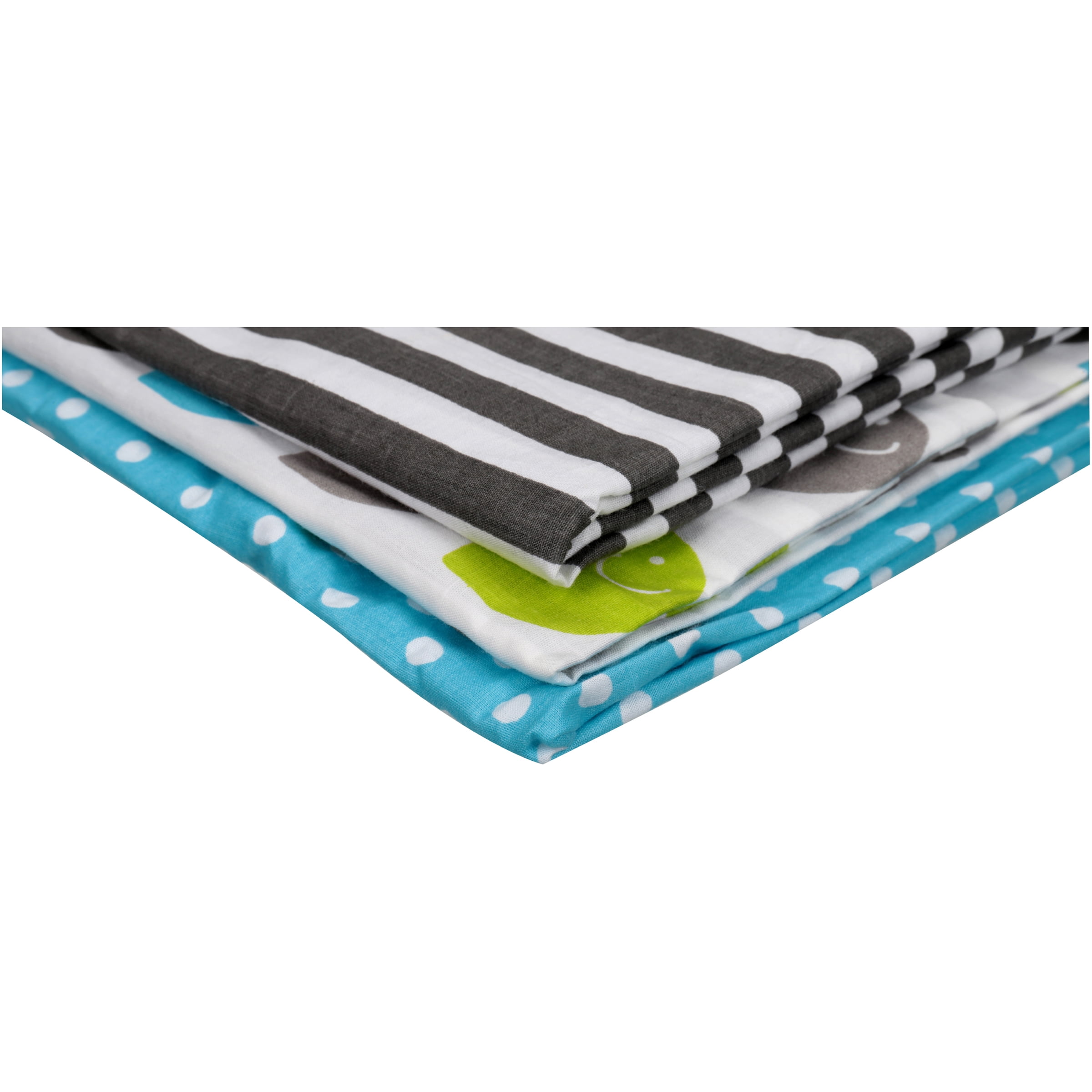 Bacati Elephants Aqua Lime Grey Toddler Sheet Set 3 ct Package
