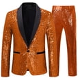 thumbnail image 4 of JAJAHO Sparkly Sequins Suit Set For Men Business Dress Wear Long Sleeve Glitter Button Up Slim Fit Suit Jacket Pants For Formal Wedding 2 Piece Versatile Outfit, 4 of 7